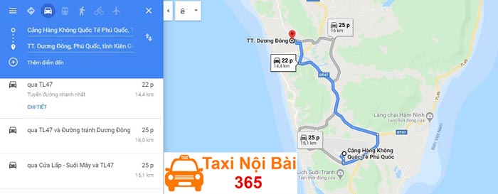 Quãng đường từ Phú Quốc về Dương Đông bao xa ?
